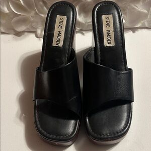 Steve Madden Black Leather Mules